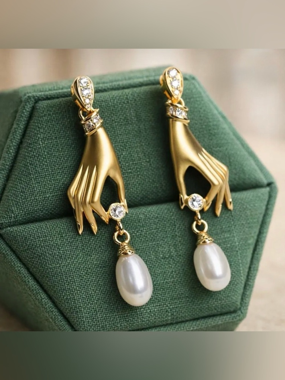 Pearl Drop Gold Earrings